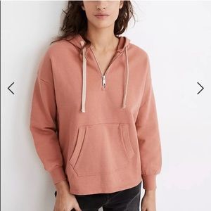 Madewell half zip hoodie pink